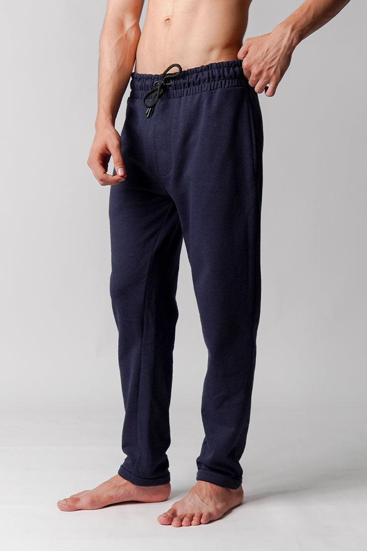Straight Terry Jogger Pants - Navy Blue - Mendeez