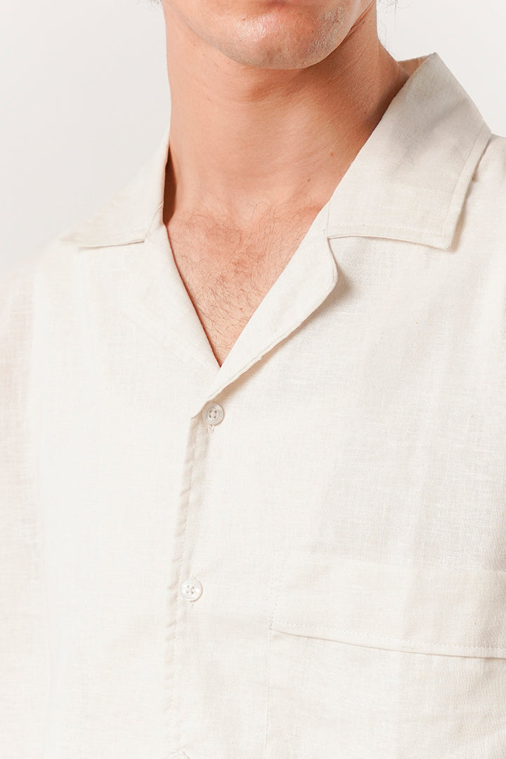 Box Fit Cuban Shirt - Cream - Mendeez