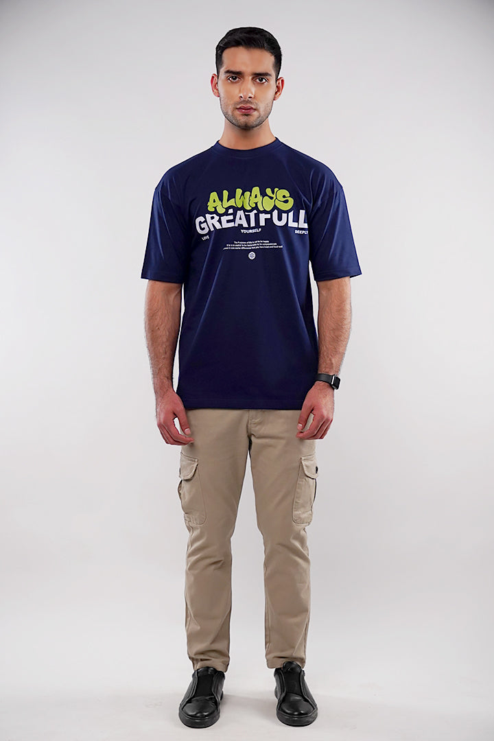 Oversized T-Shirt - Navy Blue - Mendeez