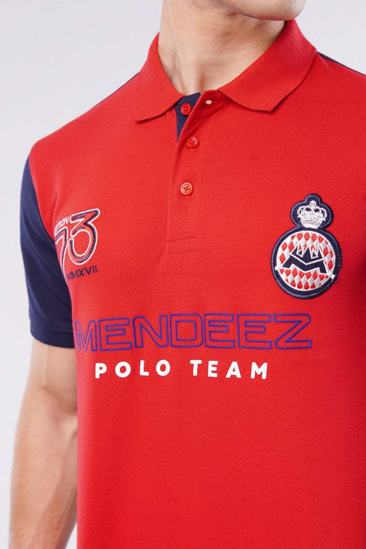 Sports Polo Shirt - Red & Blue - Mendeez