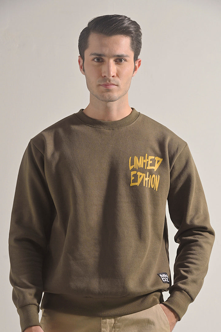 Oversized Graphic Sweatshirt - Olive - Mendeez