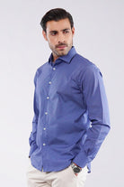 Polka Dot Yarn-Dyed Shirt - Blue - Mendeez