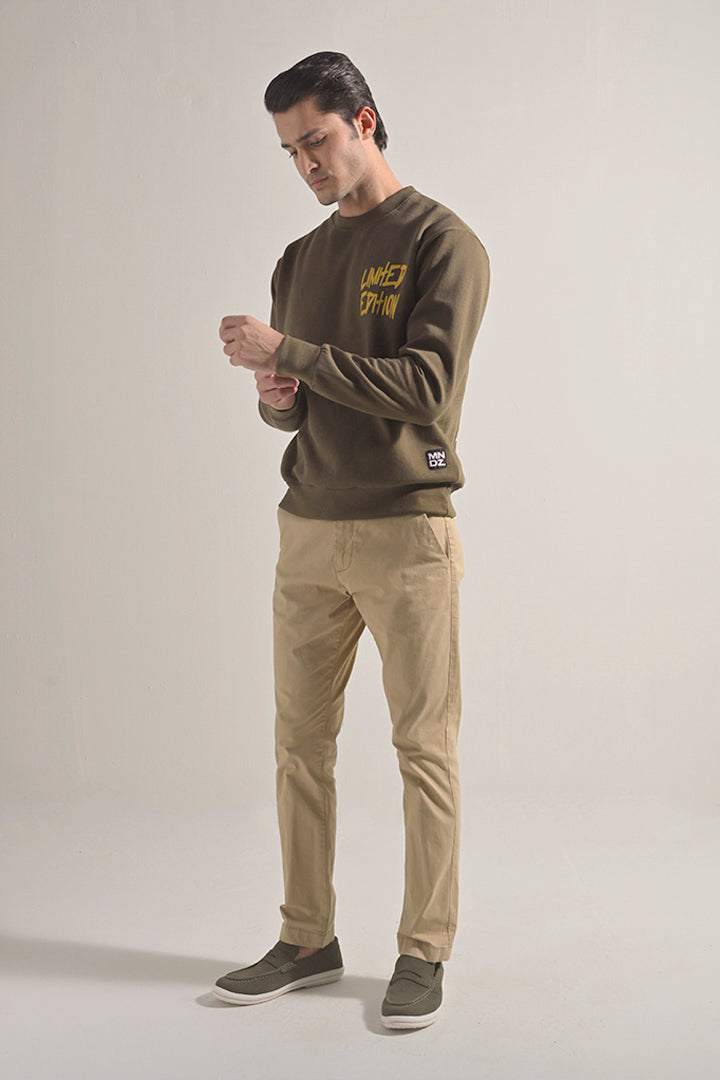 Oversized Graphic Sweatshirt - Olive - Mendeez