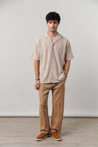 Knitted Cuban Shirt - Beige - Mendeez