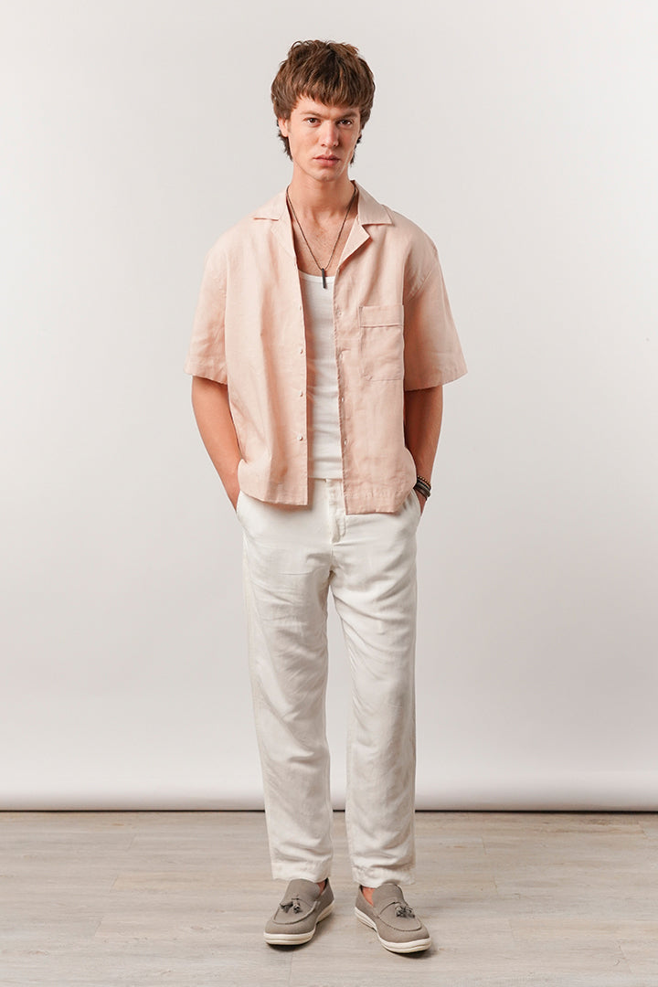 Box Fit Cuban Shirt - Powder Pink - Mendeez