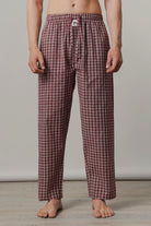 Check Woven Pajamas - Maroon - FA - Mendeez
