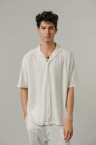 Burnout Cuban Shirt - White - FA - Mendeez