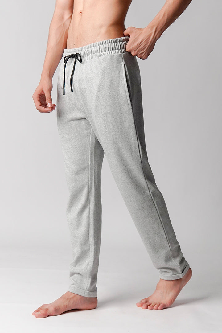 Straight Terry Jogger Pants - Heather Grey - Mendeez