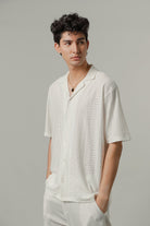 Burnout Cuban Shirt - White - FA - Mendeez
