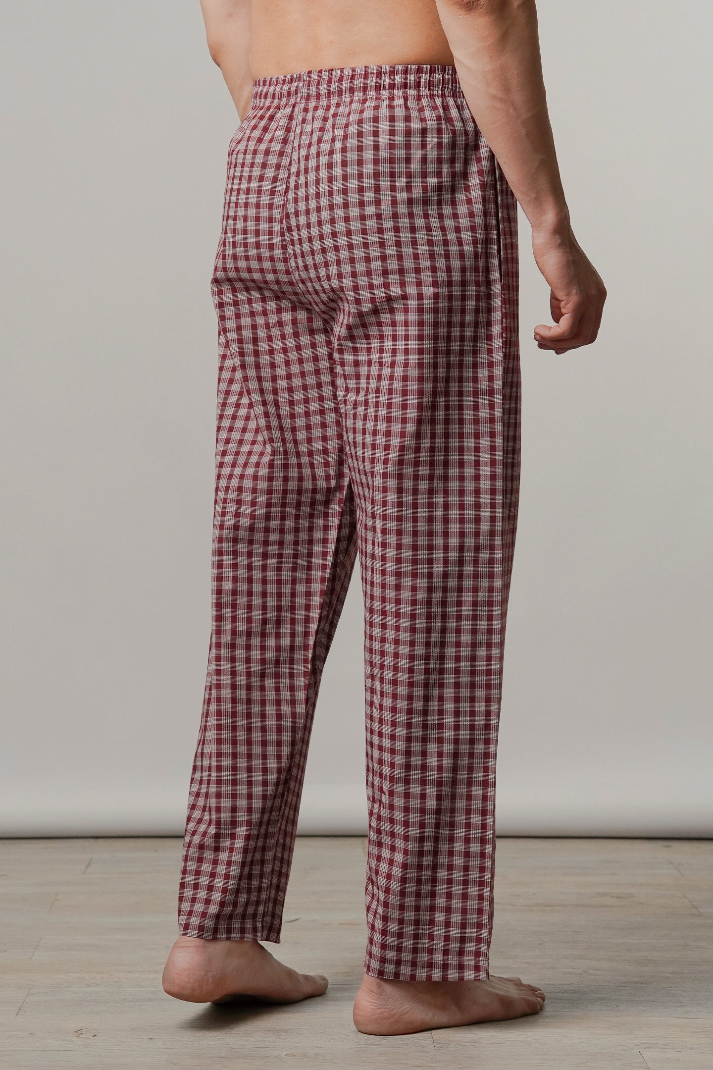 Check Woven Pajamas - Maroon - Mendeez