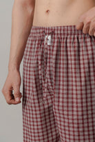 Check Woven Pajamas - Maroon - FA - Mendeez