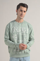 Oversized Graphic Sweatshirt - Sage Green - Mendeez