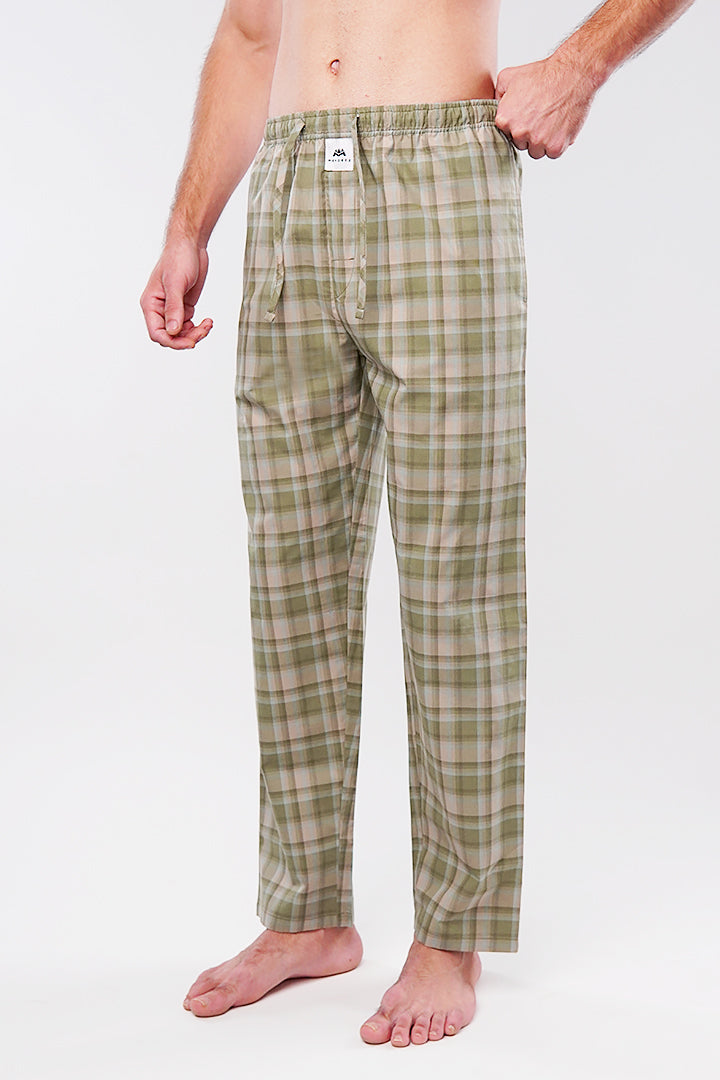 Check Woven Pajamas - Green - Mendeez