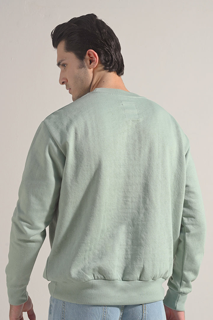 Oversized Graphic Sweatshirt - Sage Green - Mendeez