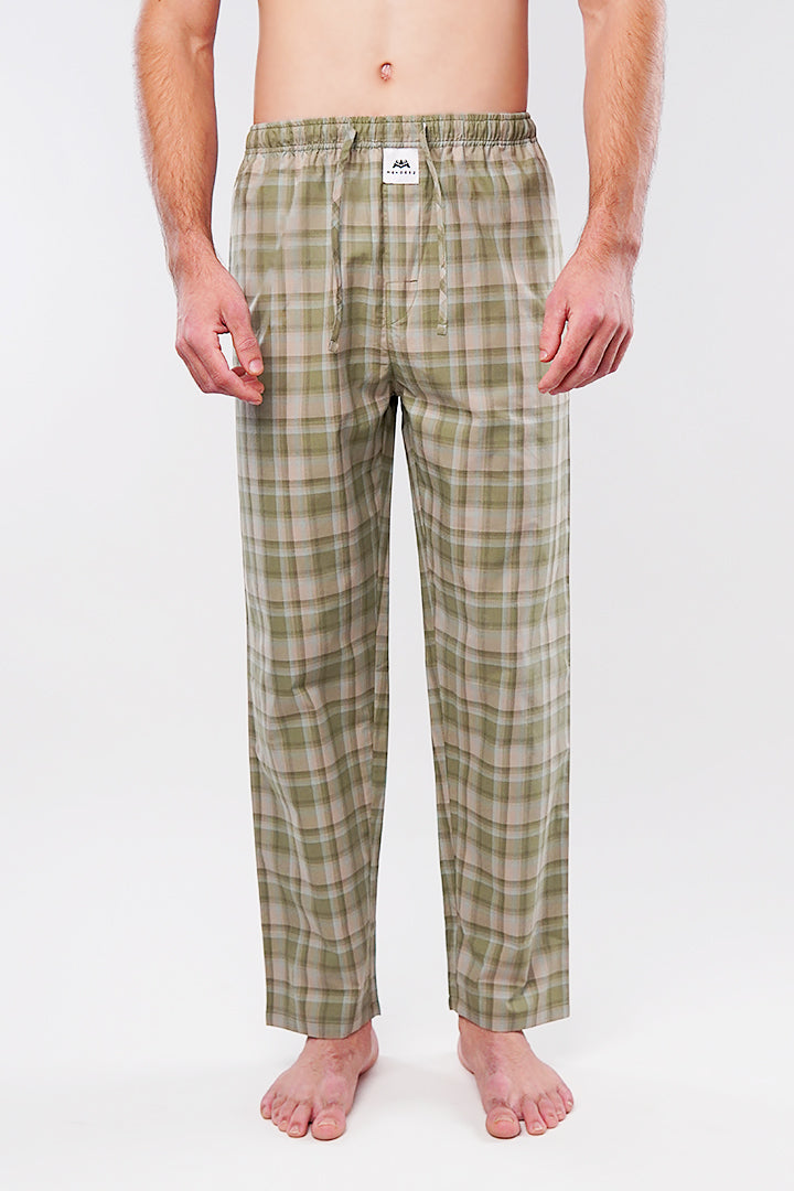 Check Woven Pajamas - Green - Mendeez