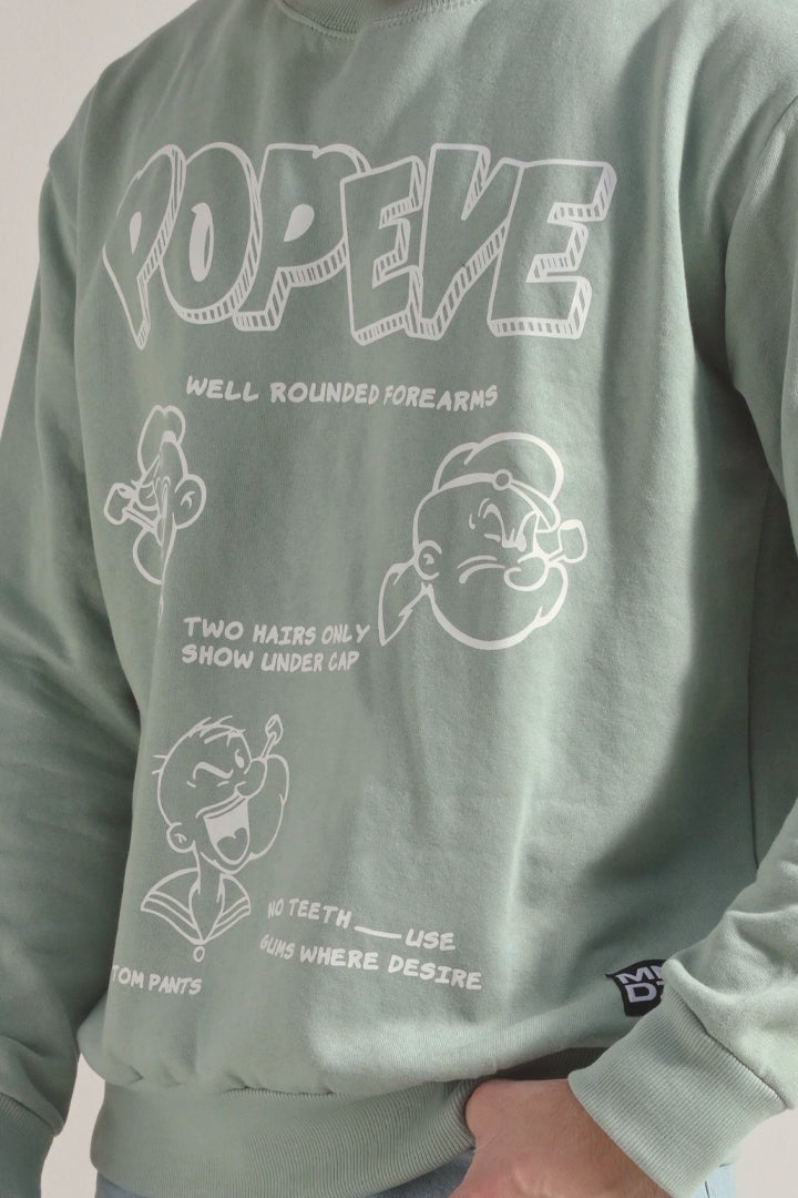Oversized Graphic Sweatshirt - Sage Green - Mendeez