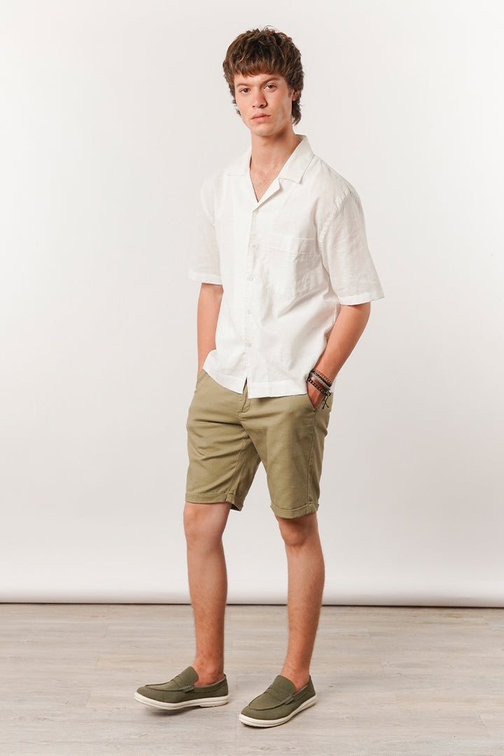 Box Fit Cuban Shirt - Off White - Mendeez