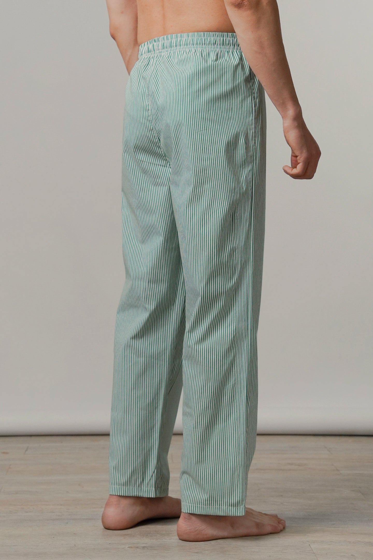 Striped Woven Pajamas - Green - FA - Mendeez