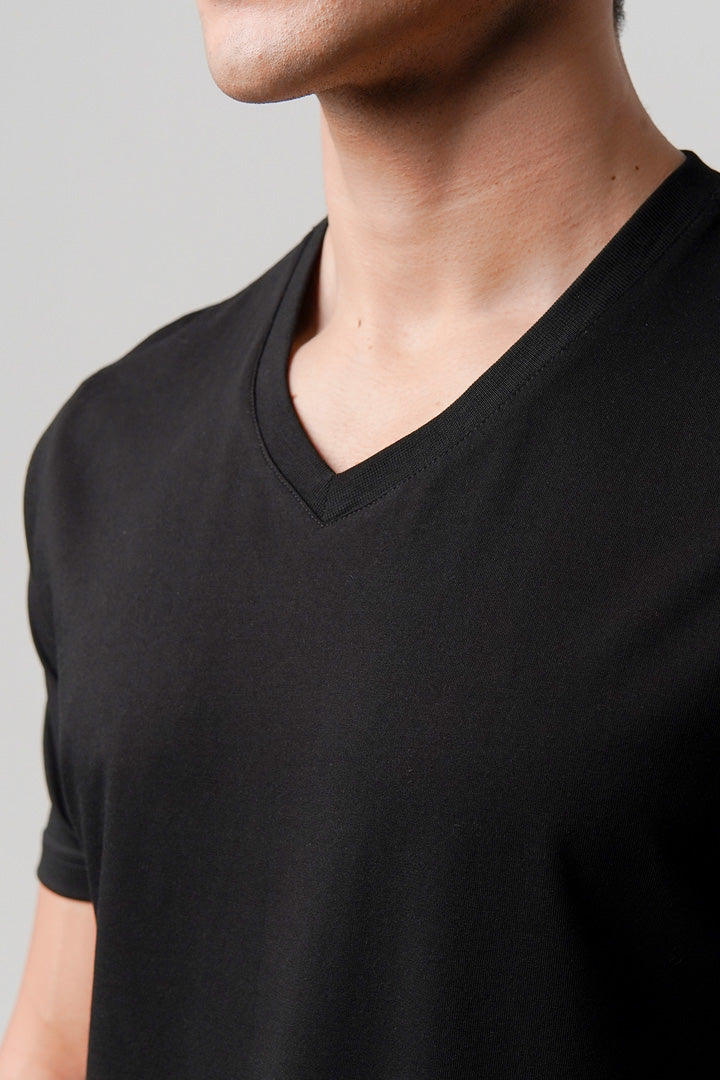 Regular Fit V-Neck T-Shirt - Black - Mendeez