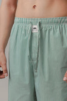 Striped Woven Pajamas - Green - FA - Mendeez