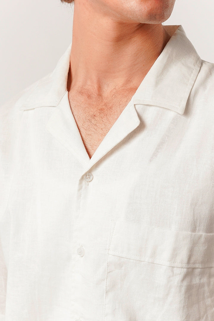 Box Fit Cuban Shirt - Off White - Mendeez