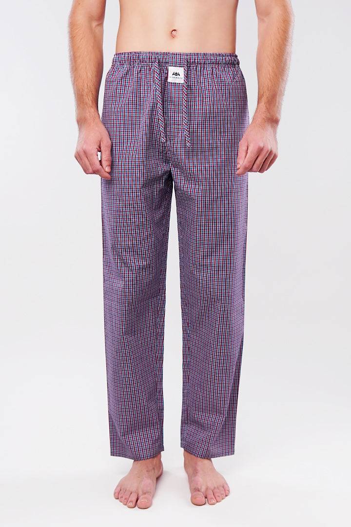 Check Woven Pajamas - Red & Blue - Mendeez