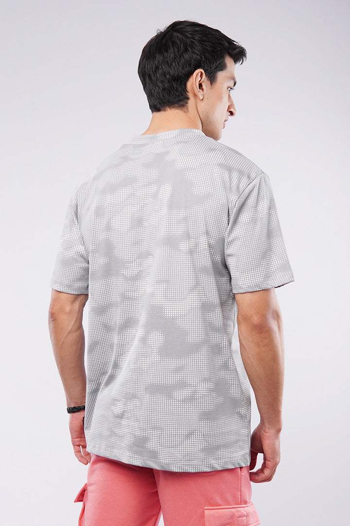 Oversized Camouflage T-Shirt - Grey - Mendeez