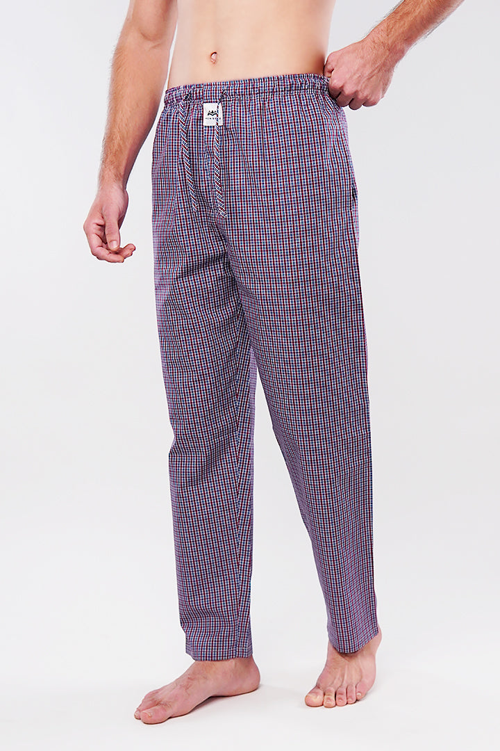 Check Woven Pajamas - Red & Blue - Mendeez