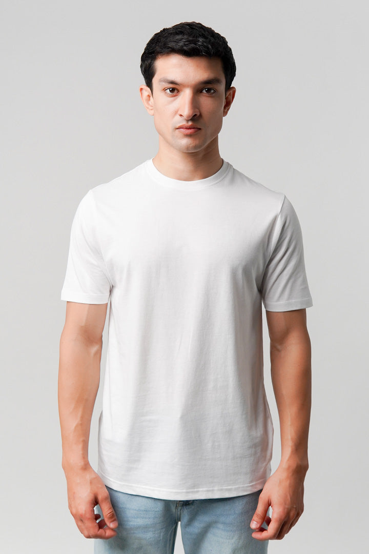 Regular Fit Crew Neck T-Shirt - White - Mendeez