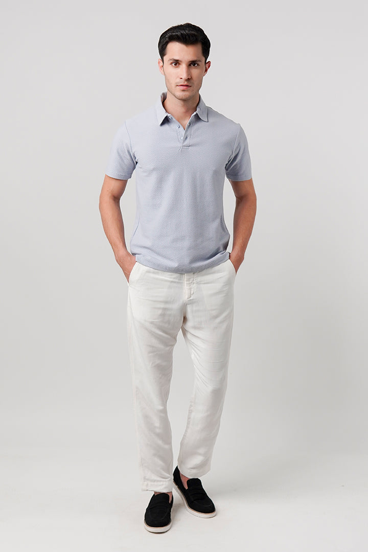 Textured Polo Shirt - Sky Blue - Mendeez