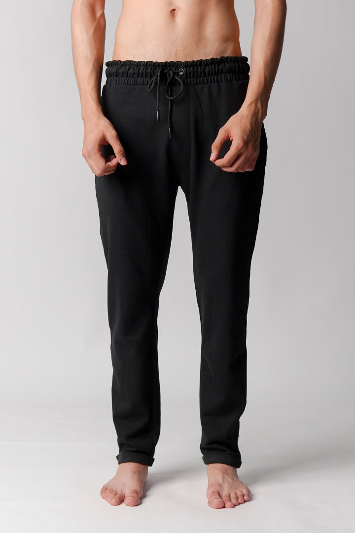 Straight Terry Jogger Pants - Black - Mendeez
