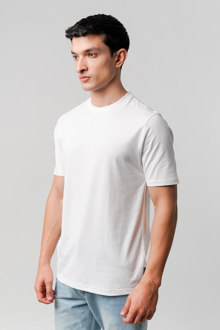 Regular Fit Crew Neck T-Shirt - White - Mendeez