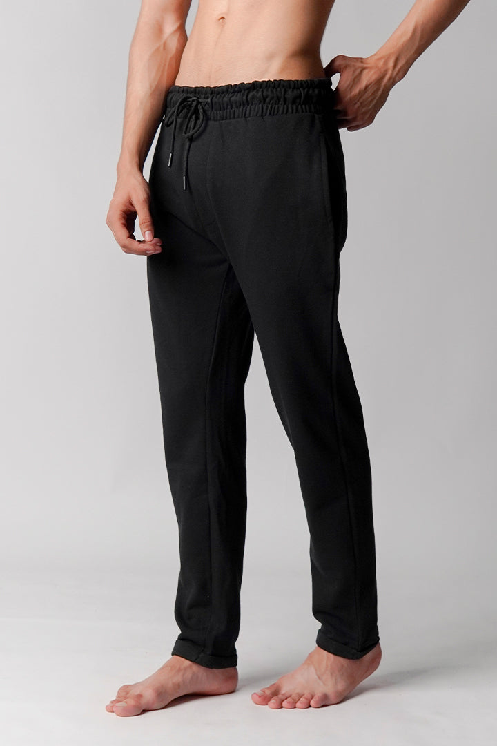 Straight Terry Jogger Pants - Black - Mendeez