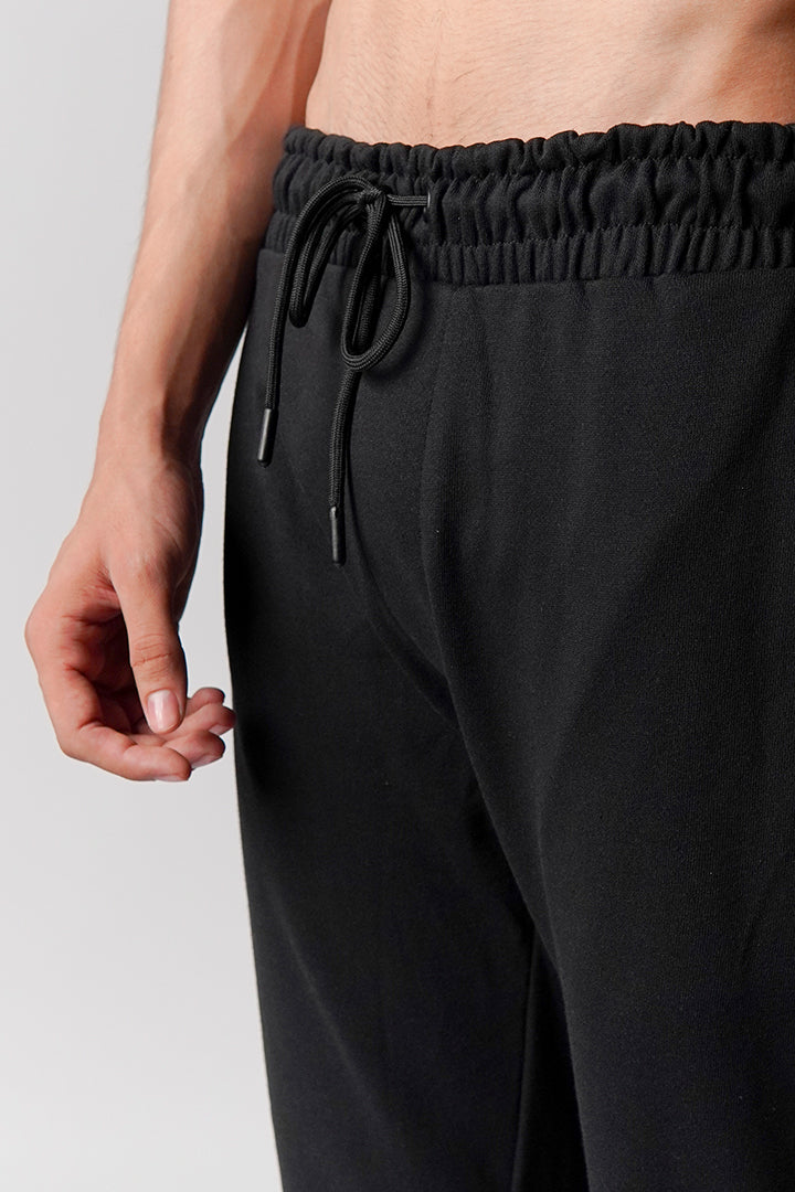 Straight Terry Jogger Pants - Black - Mendeez