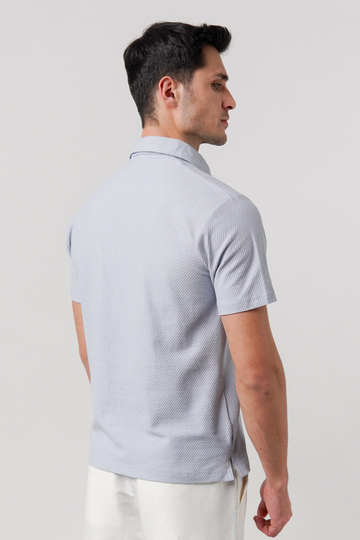 Textured Polo Shirt - Sky Blue - Mendeez