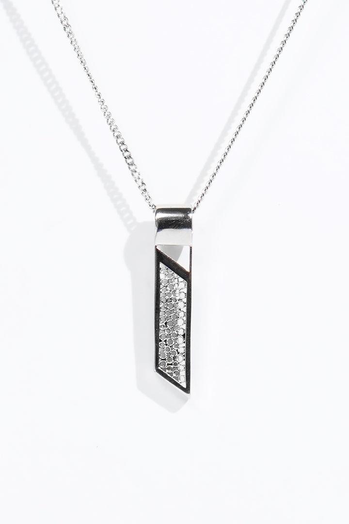 Slanted Bar Pendant - Silver - Mendeez