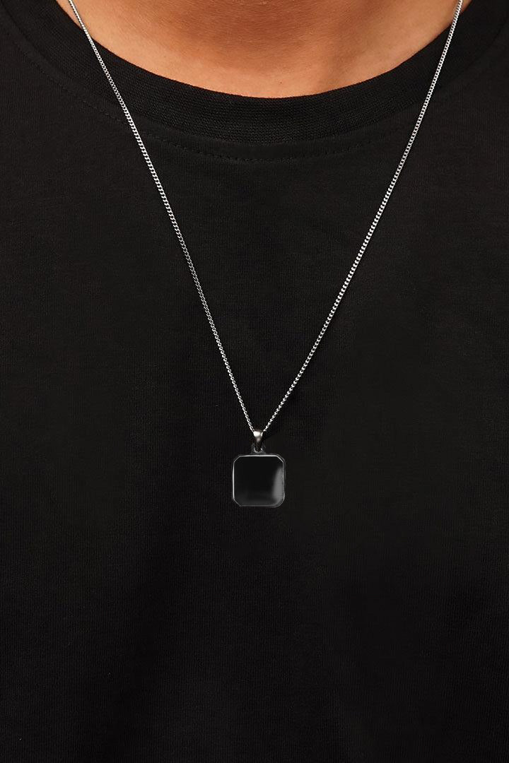 Metal Square Pendant - Black - Mendeez