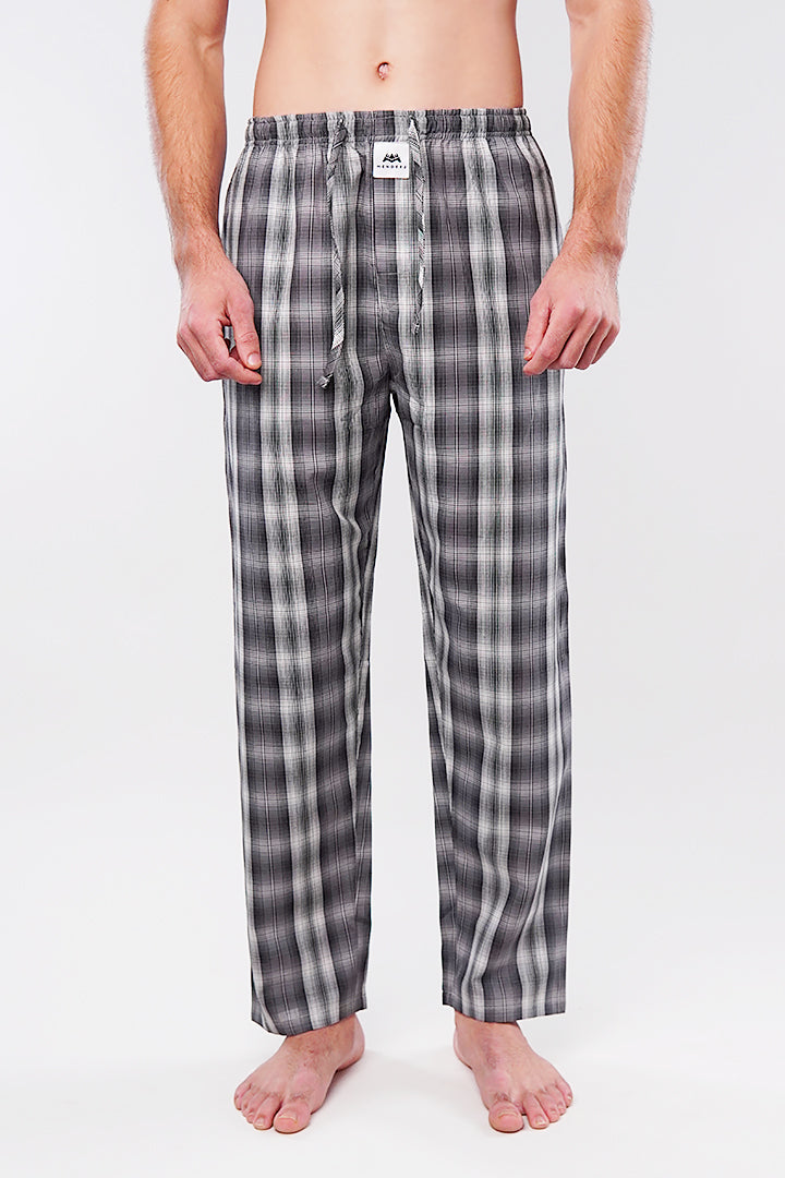 Check Woven Pajamas - Dark Grey - Mendeez