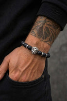 Matte Black Onyx Silver Lion Bracelet - Mendeez