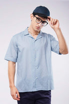 Textured Cuban Shirt - Sky Blue - Mendeez