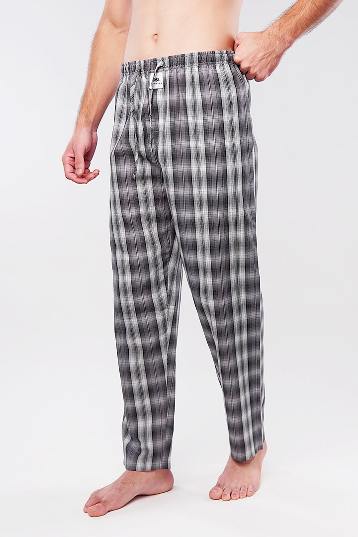Check Woven Pajamas - Dark Grey - Mendeez