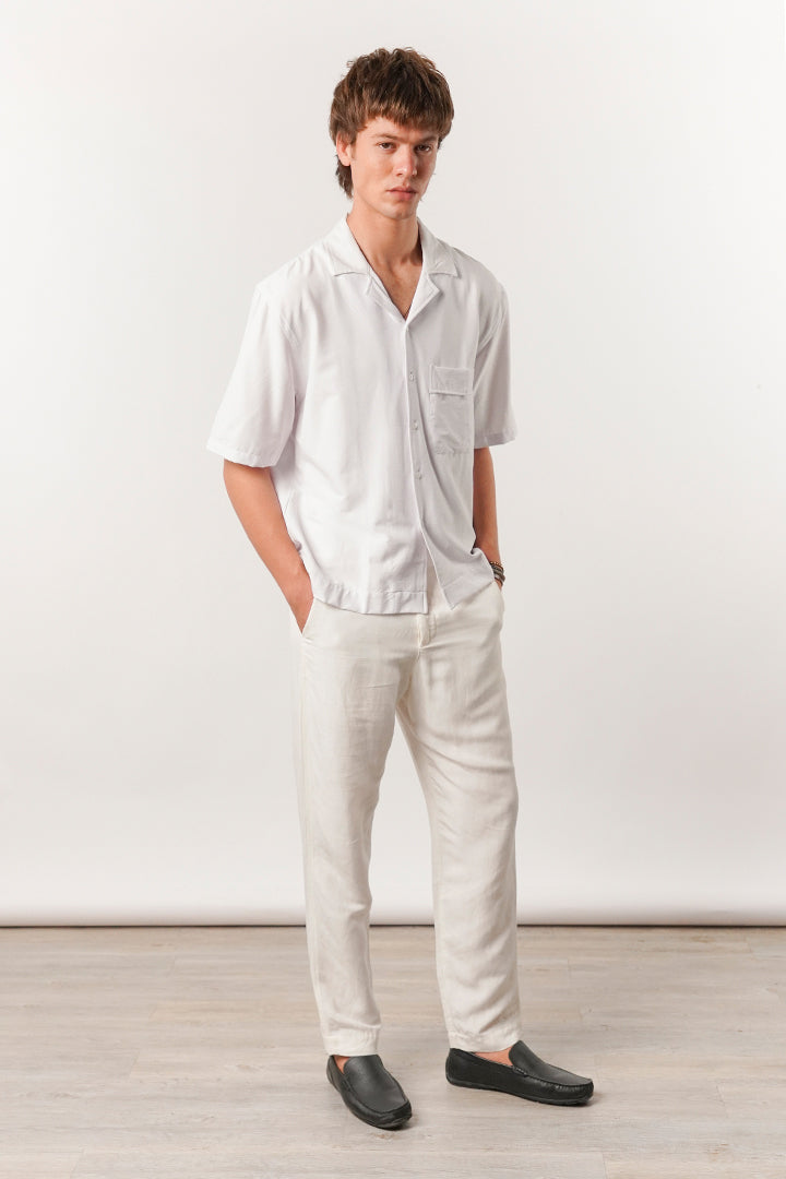 Box Fit Cuban Shirt - White - Mendeez