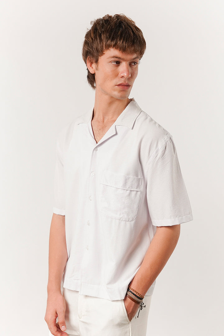 Box Fit Cuban Shirt - White - Mendeez