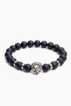 Matte Black Onyx Silver Lion Bracelet - Mendeez
