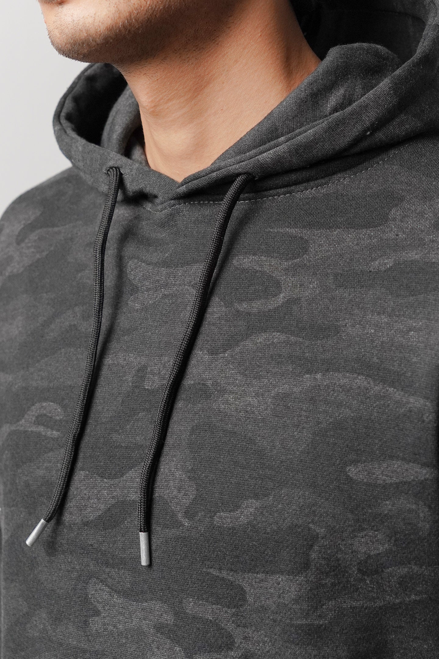 Camo Pullover Hoodie - Dark Grey - Mendeez