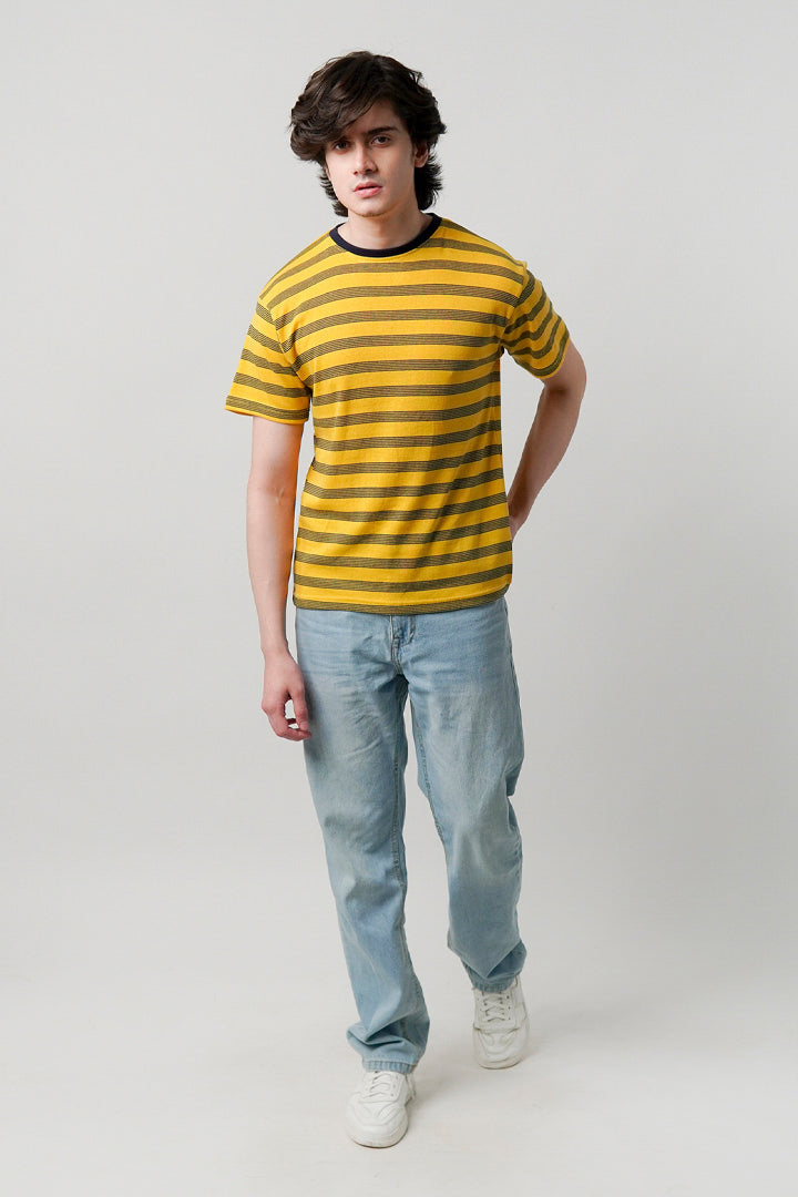 Striped T-Shirt - Yellow - Mendeez