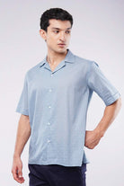 Textured Cuban Shirt - Sky Blue - Mendeez