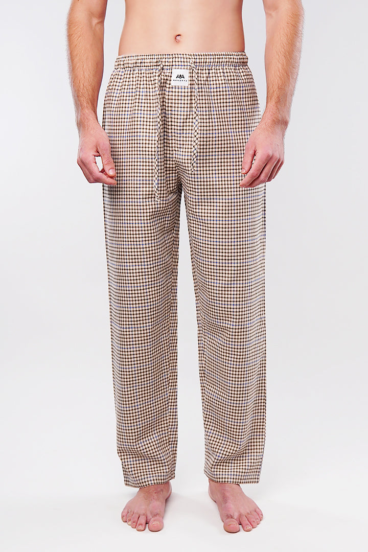 Check Woven Pajamas - Light Brown - Mendeez
