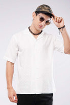 Self Texture Cuban Shirt - White - Mendeez