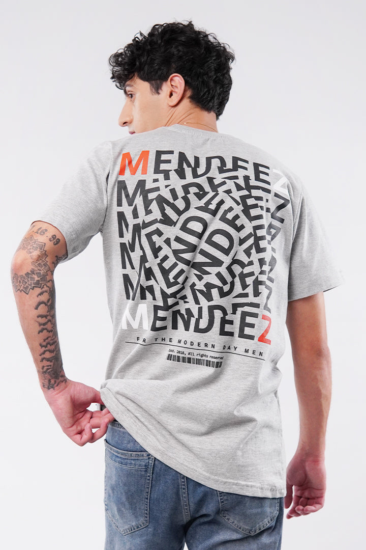 Printed Oversized T-Shirt - Heather Grey - Mendeez